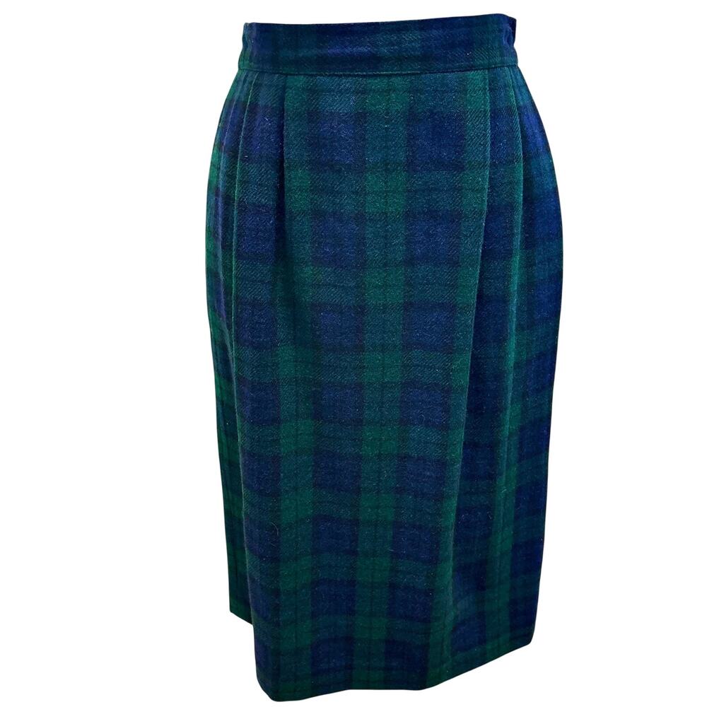 Vintage Y2K Joan Leslie Wool  Blend Tartan Plaid Midi Skirt